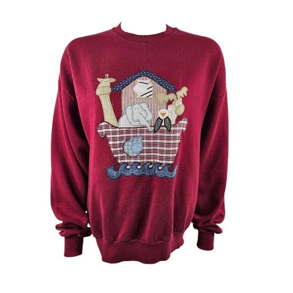Vintage Jerzees USA Made adult XL Noah's Ark stitched design sweatshirt - Picture 1 of 8